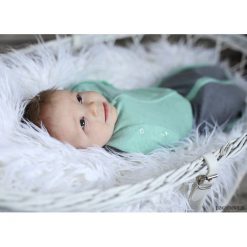 Śpiochy niemowlęce: Otulacz FIRST STEP Melanżowa Mięta/Szary
