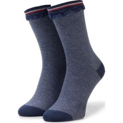 Skarpety Wysokie Damskie TOMMY HILFIGER - 383007001 Midnight Blue 563. Niebieskie skarpetki damskie TOMMY HILFIGER, bez wzorów, z elastanu. W wyprzedaży za 29,00 zł.