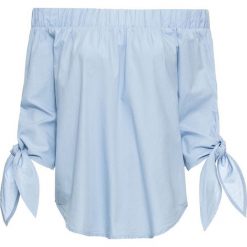 Bluzka "carmen" bonprix jasnoniebieski. Niebieskie t-shirty damskie bonprix, bez wzorów, bez kołnierzyka. Za 74,99 zł.