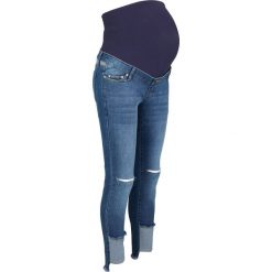 Dżinsy ciążowe do kostki SKINNY bonprix niebieski "stone”. Niebieskie jeansy damskie bonprix, moda ciążowa. Za 99,99 zł.