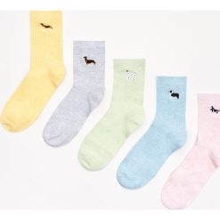 Skarpety z psami 5 pack - Żółty. Żółte skarpetki damskie Cropp. Za 49,99 zł.