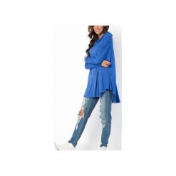 Bluzy damskie: BLUZKA BLUZA MELANGE | OVERSIZE NIEBIESKA KOBALTOWA