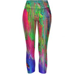 Legginsy we wzory: Legginsy w kolorze zielono-różowym