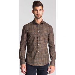 Brązowa koszula męska we wzór. Pomarańczowe koszule męskie Versace Collection, m, bez wzorów, z bawełny, z włoskim kołnierzykiem, bez rękawów. Za 419,60 zł.