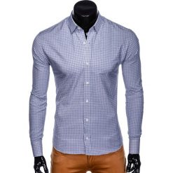 KOSZULA MĘSKA W KRATĘ Z DŁUGIM RĘKAWEM K434 - SZARA. Szare koszule męskie Ombre Clothing, s, bez wzorów, z bawełny, bez kołnierzyka, z długim rękawem. Za 39,00 zł.