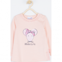 Koszulka. Czerwone bez kategorii marki BELLE & CUTE, z aplikacjami, z bawełny, z falbankami, z długim rękawem. Za 39,90 zł.