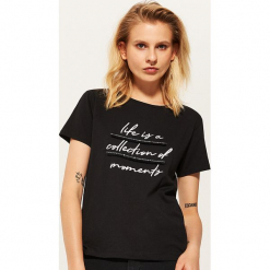 T-shirt z napisem - Czarny. Czarne t-shirty damskie marki House, l, z napisami. Za 35,99 zł.