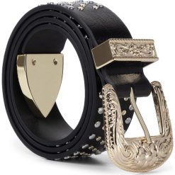 Pasek Damski GUESS - Not Coordinated Belts BW7247 P9435 BLA. Czarne paski damskie Guess, w paski, ze skóry ekologicznej. Za 329,00 zł.