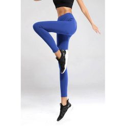 Leginsy JESSA BLUE. Niebieskie legginsy sportowe damskie IVET, bez wzorów, na fitness i siłownię. W wyprzedaży za 29,00 zł.