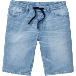 Bermudy z gumką w talii Slim Fit bonprix niebieski "bleached”. Niebieskie spodenki i szorty męskie bonprix, m, bez wzorów, z jeansu. Za 89,99 zł.