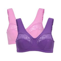 Cellbes Biustonosz Klara 2 Pack Fioletowy różowy female fioletowy/różowy 90E. Różowe biustonosze Cellbes, z haftami. Za 159,00 zł.