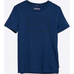 Tommy Hilfiger - T-shirt dziecięcy 122-176 cm. Niebieskie t-shirty męskie TOMMY HILFIGER, z nadrukiem, z bawełny, z okrągłym kołnierzem. Za 99,90 zł.
