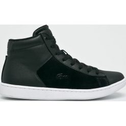 Lacoste - Trampki. Czarne trampki i tenisówki damskie marki Lacoste, ze skóry, na sznurówki. W wyprzedaży za 399,90 zł.
