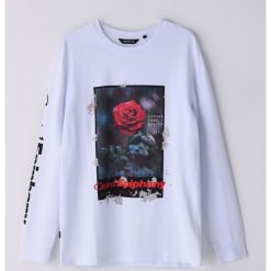 Koszulka longsleeve z nadrukiem - Biały. Białe koszulki męskie Cropp, s, z nadrukiem, bez kołnierzyka, z długim rękawem, długie. Za 49,99 zł.
