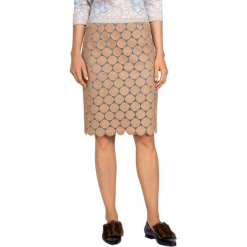 Spódnica w kolorze beżowym. Brązowe spódniczki Deni Cler, z denimu, midi, proste. W wyprzedaży za 299,95 zł.