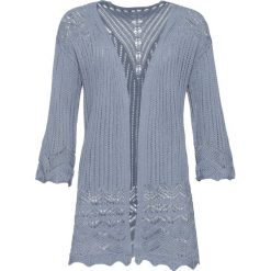 Sweter bez zapięcia ażurowy bonprix jasnoniebieski. Niebieskie swetry damskie bonprix, bez wzorów, z krótkim rękawem, krótkie, bez kaptura. Za 74,99 zł.