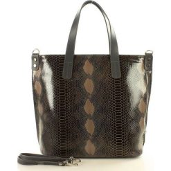 Włoska torebka z naturalnej skóry - MAZZINI SARITA szary snake. Szare shopper bag damskie MAZZINI, w paski, ze skóry, na ramię. Za 339,00 zł.