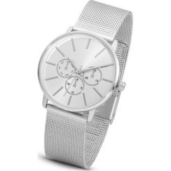 Zegarek na metalowej siatkowej bransoletce bonprix srebrny kolor. Szare zegarki damskie bonprix, metalowe. Za 89,99 zł.