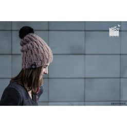 Czapki zimowe damskie: BEE Beige Czapka 100% WEŁNA i futro NOWOŚĆ!