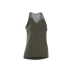 Top do tańca nowoczesnego damski oliwkowo-czarny. Brązowe topy damskie DOMYOS, bez wzorów, z elastanu, bez rękawów, na fitness i siłownię. Za 39,99 zł.