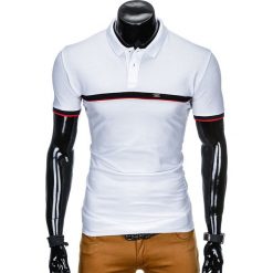 KOSZULKA MĘSKA POLO BEZ NADRUKU S881 - BIAŁA. Białe koszulki męskie Ombre Clothing, s, z nadrukiem, bez rękawów. Za 29,00 zł.