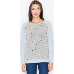 Bluzy damskie: Ciemnoszara Bluza z Geometryczną Fakturą