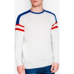Sweter męski E146 - biały. Białe swetry męskie Inny, s, bez wzorów, z bawełny, bez kołnierzyka, bez kaptura. Za 39,00 zł.