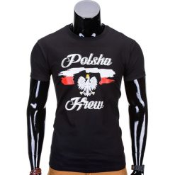 T-SHIRT MĘSKI Z NADRUKIEM S776 - CZARNY. Czarne t-shirty męskie z nadrukiem Ombre Clothing, m. Za 29,00 zł.