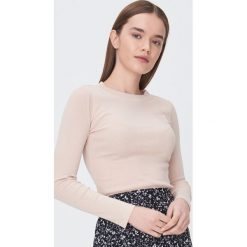 Dopasowana bluzka basic - Beżowy. Brązowe bluzki damskie Sinsay, s, bez wzorów, bez kołnierzyka, bez rękawów. Za 19,99 zł.