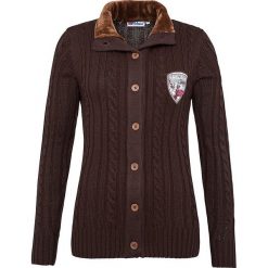 Golfy damskie: Sweter rozpinany „Acira” w kolorze brązowym