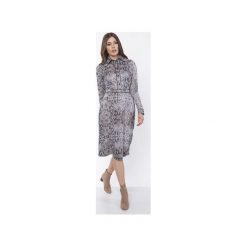 SUKIENKA ELEGANCKA Z KOŁNIERZYKIEM, SUK165 WĄŻ. Pomarańczowe sukienki damskie Lanti, bez wzorów, eleganckie, bez kołnierzyka, bez rękawów, midi. Za 185,00 zł.
