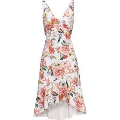 Sukienka midi w kwiaty bonprix biały w kwiaty. Białe sukienki damskie bonprix, w kwiaty, bez kołnierzyka, bez rękawów, midi. Za 74,99 zł.