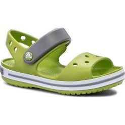 Sandały CROCS - Crocband Sandal Kids 12856 Volt Green/Smoke. Zielone sandały dziewczęce Crocs, z tworzywa sztucznego, bez zapięcia. Za 129,00 zł.