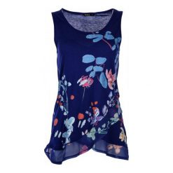 Desigual Top Damski Ginger M Ciemno-Niebieski. Niebieskie koszulki damskie marki Desigual, m, bez wzorów, bez kołnierzyka, bez rękawów. W wyprzedaży za 163,00 zł.