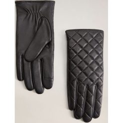 Mango - Rękawiczki skórzane Quilted. Czarne rękawiczki damskie Mango, bez wzorów, z poliesteru. Za 99,99 zł.