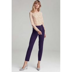 Fioletowe Eleganckie Spodnie w Kant z Widocznym Zamkiem. Fioletowe spodnie męskie NIFE, s, bez wzorów, z elastanu, eleganckie. Za 179,90 zł.