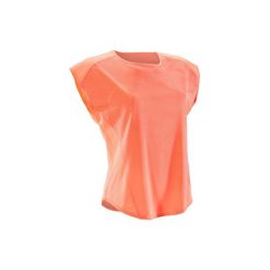 Koszulka fitness kardio krótki rękaw 120 damska. Czerwone bluzki sportowe damskie marki DOMYOS, z elastanu. W wyprzedaży za 24,99 zł.
