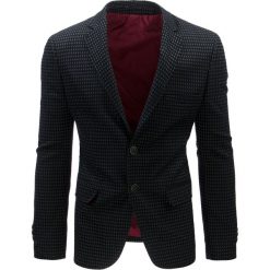 Marynarki męskie slim fit: Marynarka męska casual czarna w kratę (mx0372)
