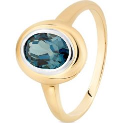 Wspaniały Złoty Pierścionek - złoto 585, Topaz london blue. Żółte pierścionki damskie W.KRUK, z topazem, złote. Za 1290,00 zł.