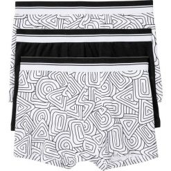 Bokserki (3 pary) bonprix biało-czarny wzorzysty. Białe bokserki męskie bonprix, z nadrukiem. Za 50,97 zł.