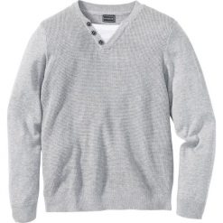 Sweter Slim Fit bonprix jasnoszary melanż. Szare swetry męskie bonprix, s, melanż, z dzianiny. Za 99,99 zł.