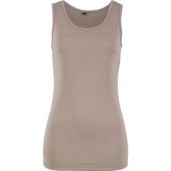 Top shirtowy termiczny bonprix brunatny. Pomarańczowe bluzki damskie marki bonprix, bez wzorów, bez kołnierzyka, bez rękawów. Za 24,99 zł.