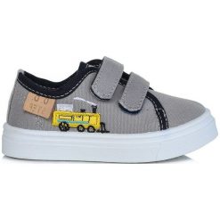 D-D-Step Tenisówki Chłopięce Z Lokomotywą 26 Szare. Szare buty chłopięce sportowe D-D-Step, bez wzorów, eleganckie, bez zapięcia. Za 69,00 zł.