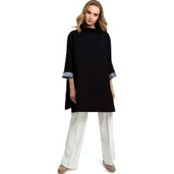 Czarna Nowoczesna Miejska Bluza z Podszewką w Kratkę. Czarne bluzy damskie marki Molly.pl, na jesień, uniwersalny, w kratkę, z jeansu. Za 142,90 zł.