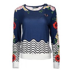 Swetry klasyczne damskie: Desigual Sweter Damski S Ciemnoniebieski