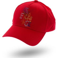 CZAPKA Z DASZKIEM ARMANI EXCHANGE. Czerwone czapki męskie z haftami, z bawełny. Za 113,40 zł.