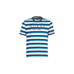 T-shirty z krótkim rękawem Guess ROD. Niebieskie t-shirty męskie Guess, xl, z aplikacjami, bez kołnierzyka, krótkie. Za 199,00 zł.