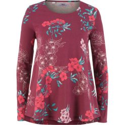 Tunika bawełniana shirtowa, długi rękaw bonprix czerwony rododendron z nadrukiem. Fioletowe bez kategorii marki bonprix, z nadrukiem, z bawełny, z długim rękawem. Za 37,99 zł.