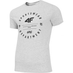 T-shirt męski TSM249 - chłodny jasny szary melanż. Szare koszulki męskie 4f, m, bez wzorów, z bawełny, bez kołnierzyka. Za 49,99 zł.
