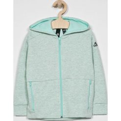 Adidas Performance - Bluza dziecięca 116-170 cm. Zielone bluzy dziewczęce marki adidas Performance, bez wzorów, z bawełny, z kapturem. W wyprzedaży za 159,90 zł.
